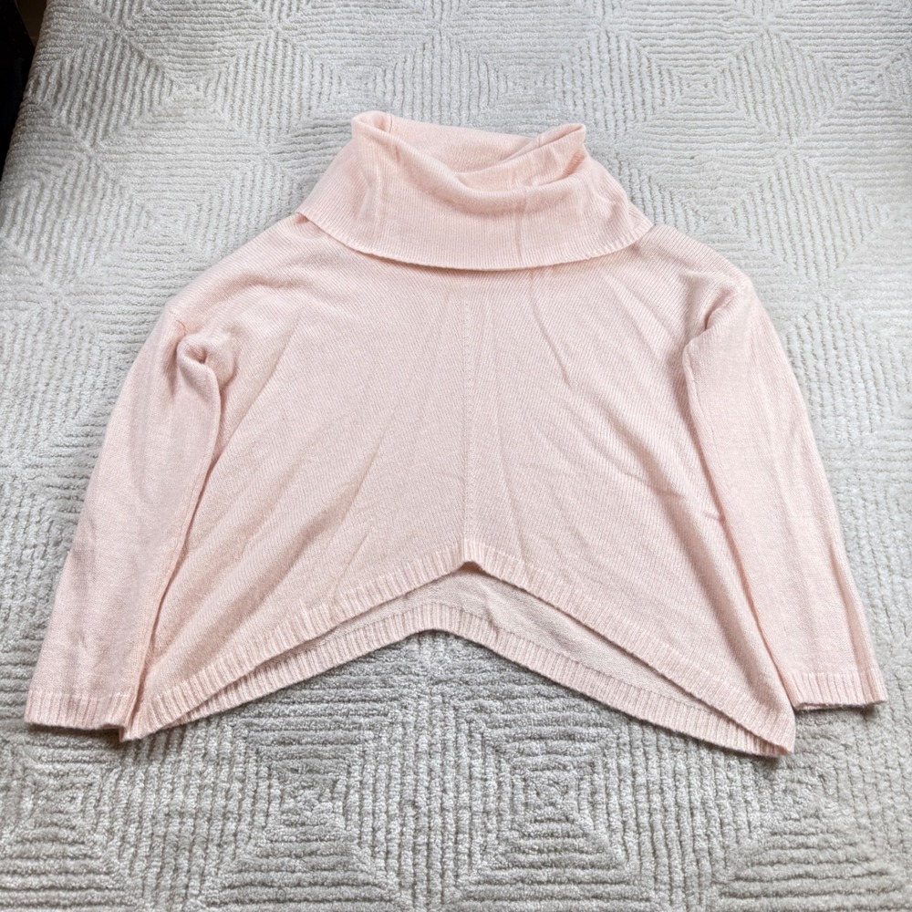 Express Cowl Neck Sweater Womens M/L Pink Wool Mohair Tulip Hem Balletcore Soft